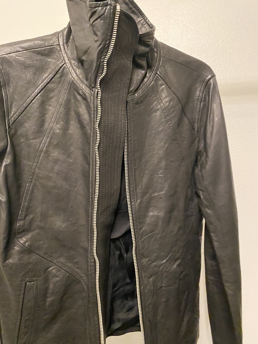 NEW Rick Owens Intarsia High Neck Leather Jacket FW11 Motocycle