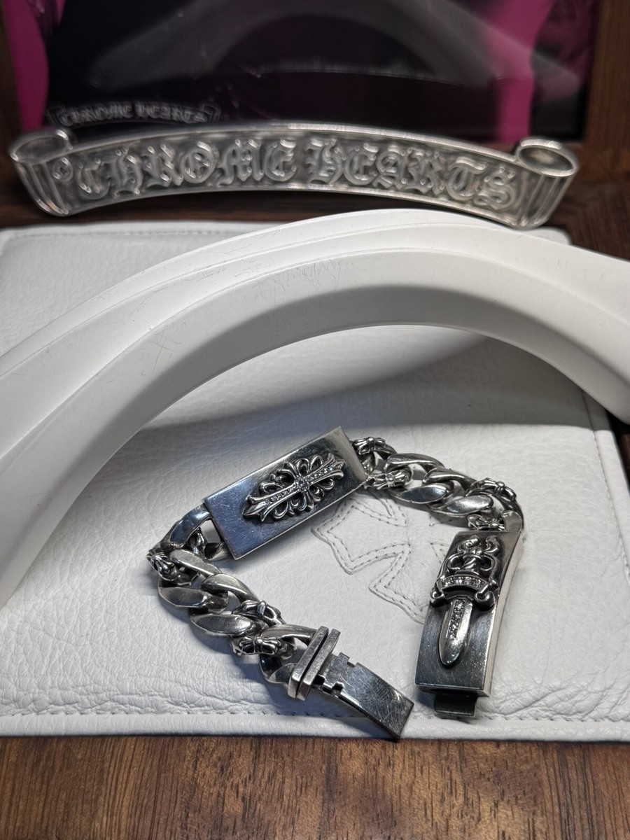 Chrome Hearts Diamond semi Fancy Link Double ID Bracelet | eBay