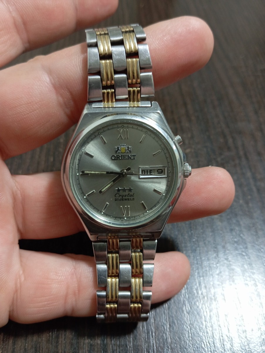 Vintage Orient Automatic Watch Men's Crystal Japan 21 Jewels Old