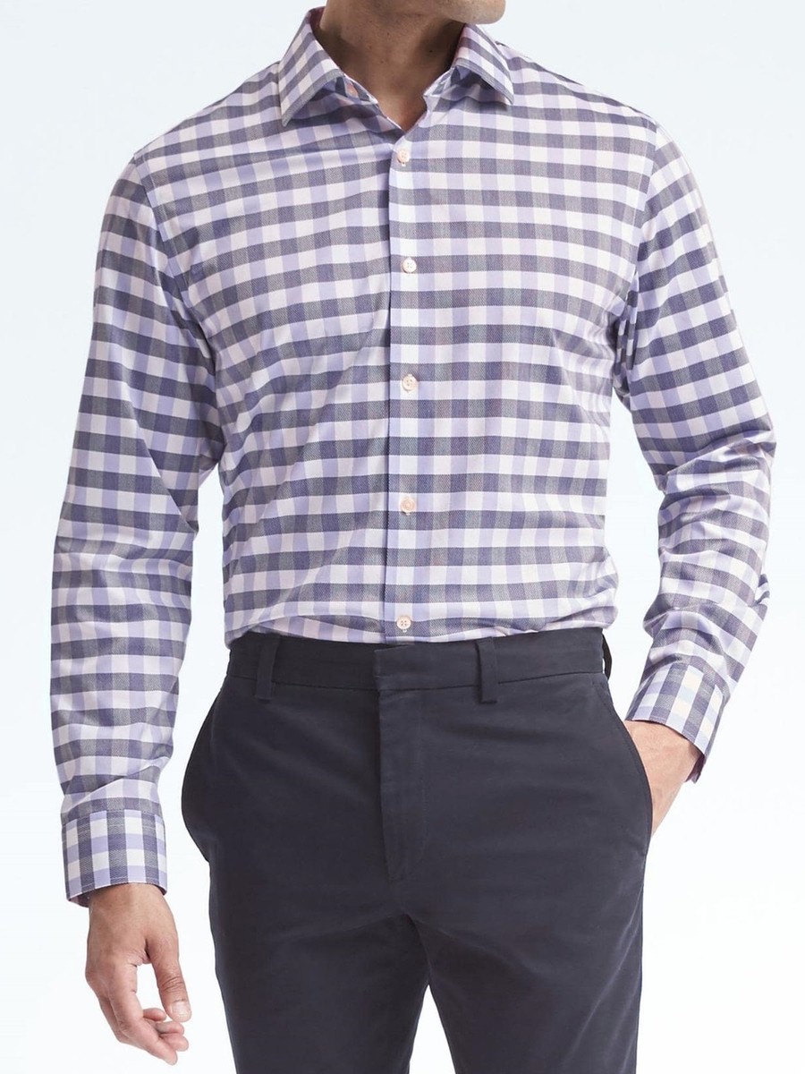 NWT Banana Republic $79.5 Men Classic-Fit Non-Iron Stretch Gingham