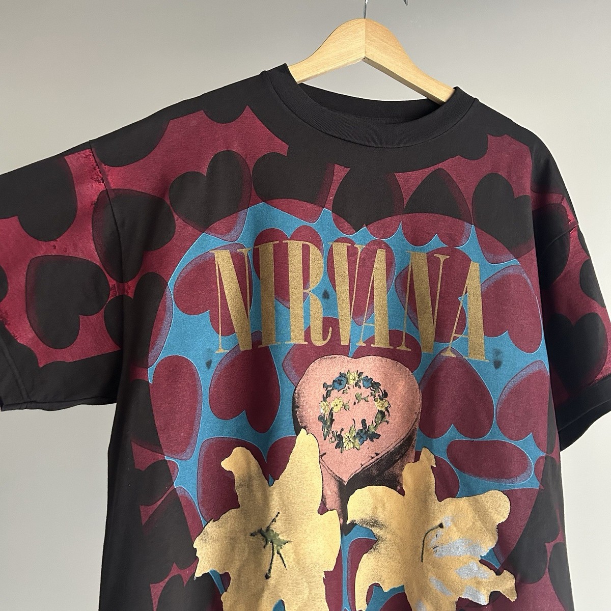Nirvana Heart Shaped Box T-Shirt AOP XL Vintage Single Stitch