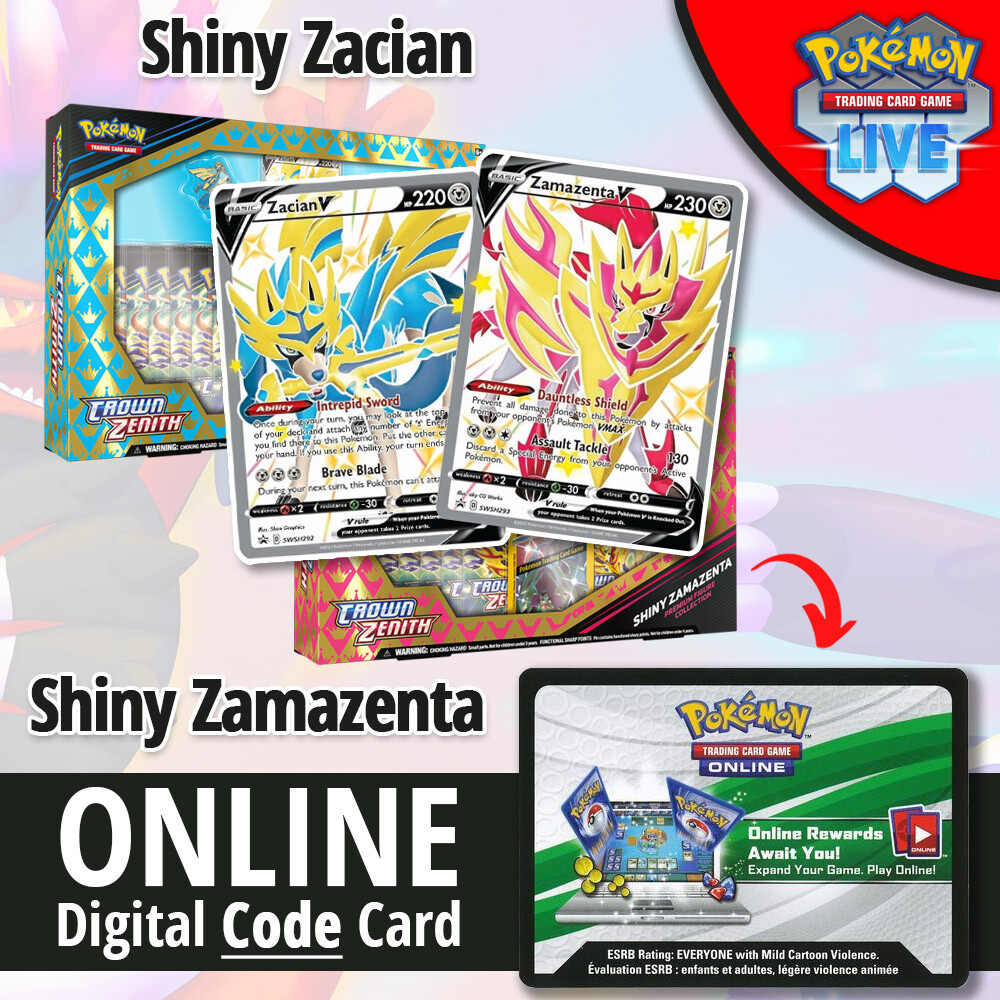 Pokémon TCG PTCGO Live Crown Zenith Shiny Zacian V & Zamazenta V