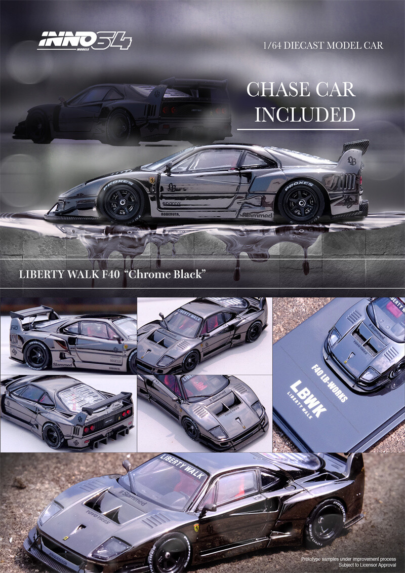 INNO 1:64 LBWK F40 Chrome Diecast Model Car | eBay