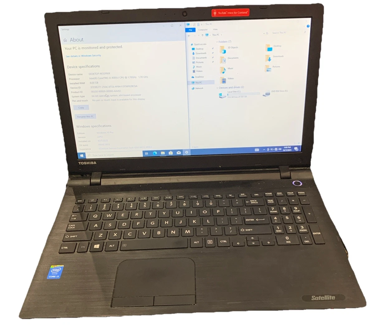 Toshiba Intel Core i3 4th Gen. 8GB RAM PC Laptops & Netbooks for