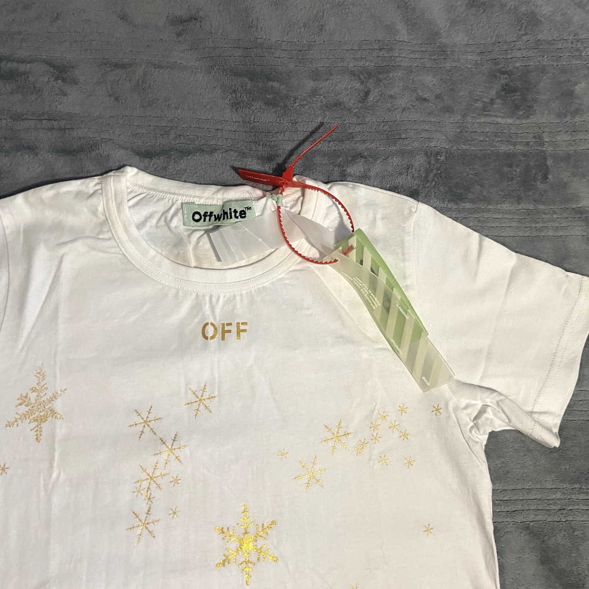 Off-White Gold snow (Seeing Things) Virgil Abloh T Shirt Sz Medium