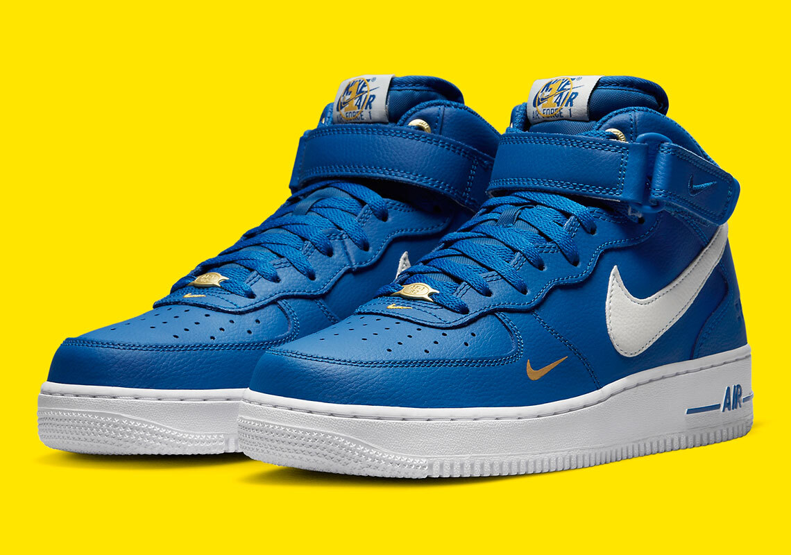 Nike Air Force 1 Mid '07 LV8 Anniversary Blue Jay Yellow Ochre