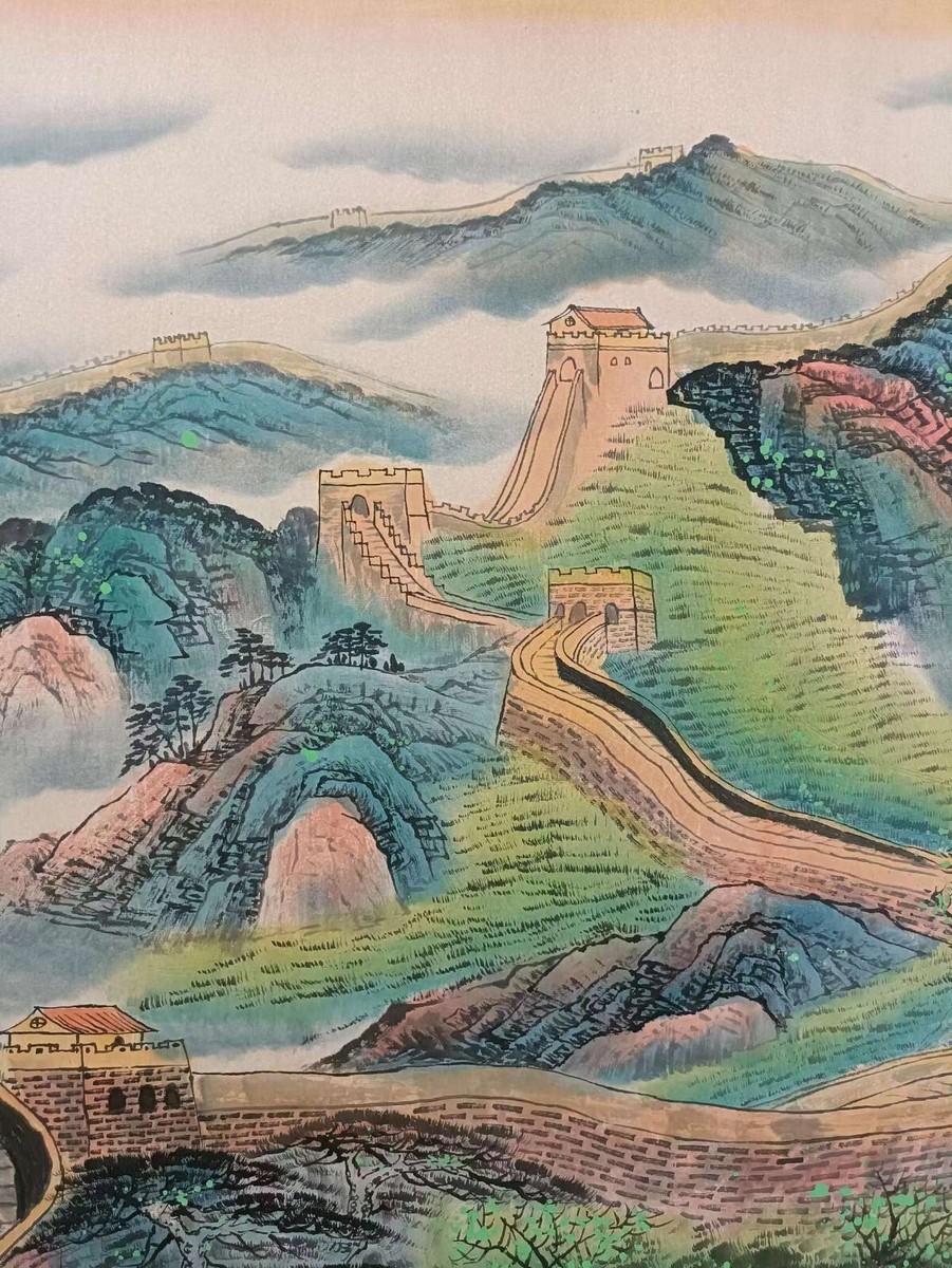 Excellent Old Chinese Antique Hand Painting Scroll The Great Wall