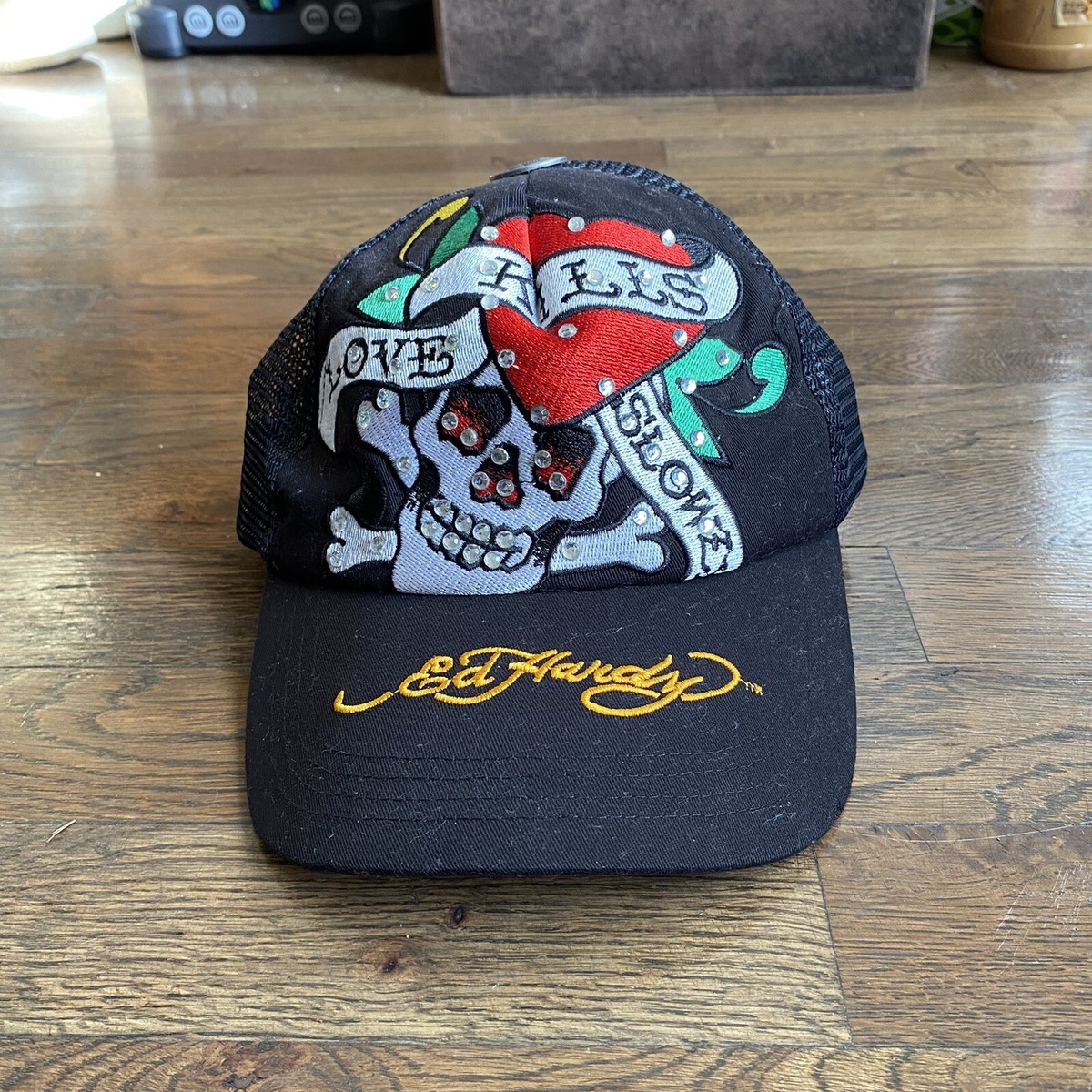 Ed Hardy Cap Snapback Mesh Trucker Skull Hat Love Kills Slowly | eBay