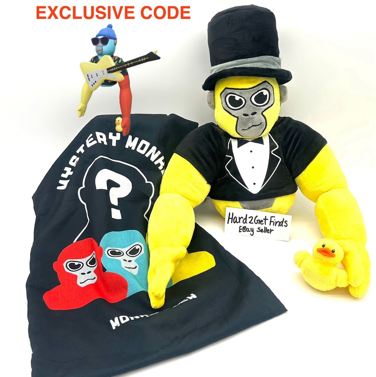 Official Gorilla Tag Yellow Mystery Monke Plush With GAME CODE