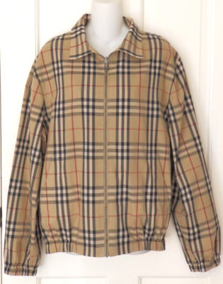 Vtg Authentic Burberry Nova Check Zip Front Lightweight Reversible