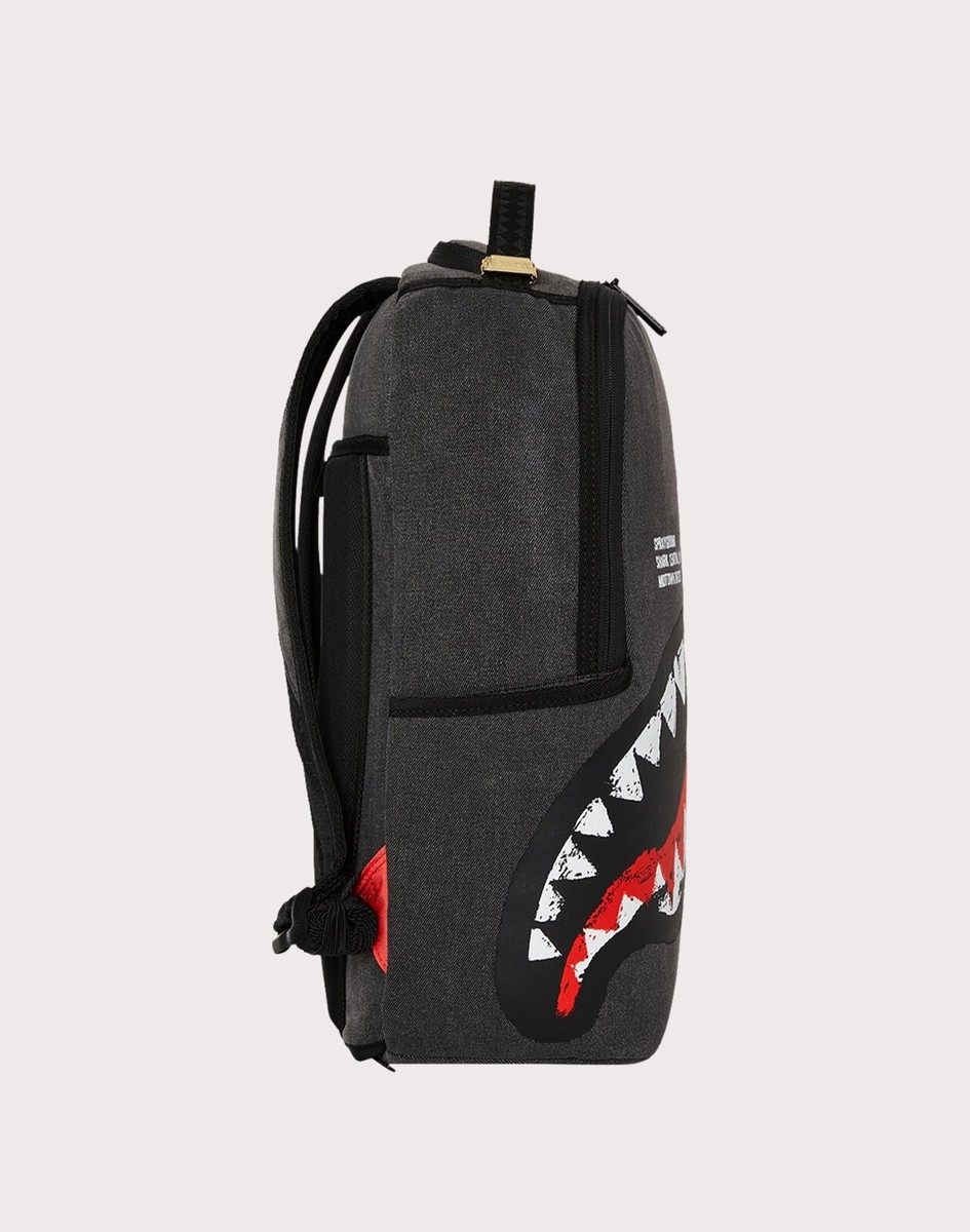 Sprayground Shark Central Denim Backpack🔥New Black Bookbag Large
