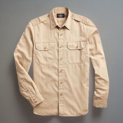 RRL Double RL Ralph Lauren Khaki Twill Workshirt Size L Slim Fit