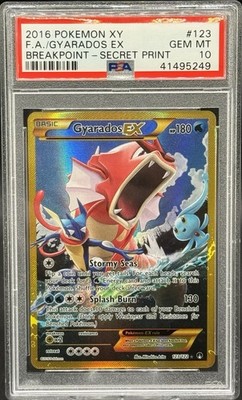 2016 POKEMON XY BREAKPOINT GYARADOS EX #123 PSA 10 SECRET RARE