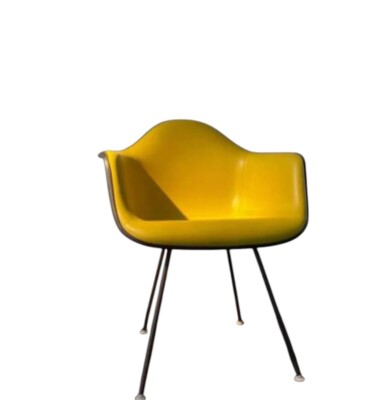 1970 Vintage Eames For Herman Miller Yellow Naugahyde Fiberglass