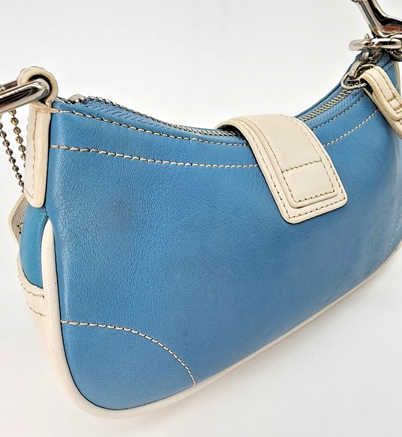 Vintage Coach Y2K Blue & White Leather Demi Hamptons Buckle Mini