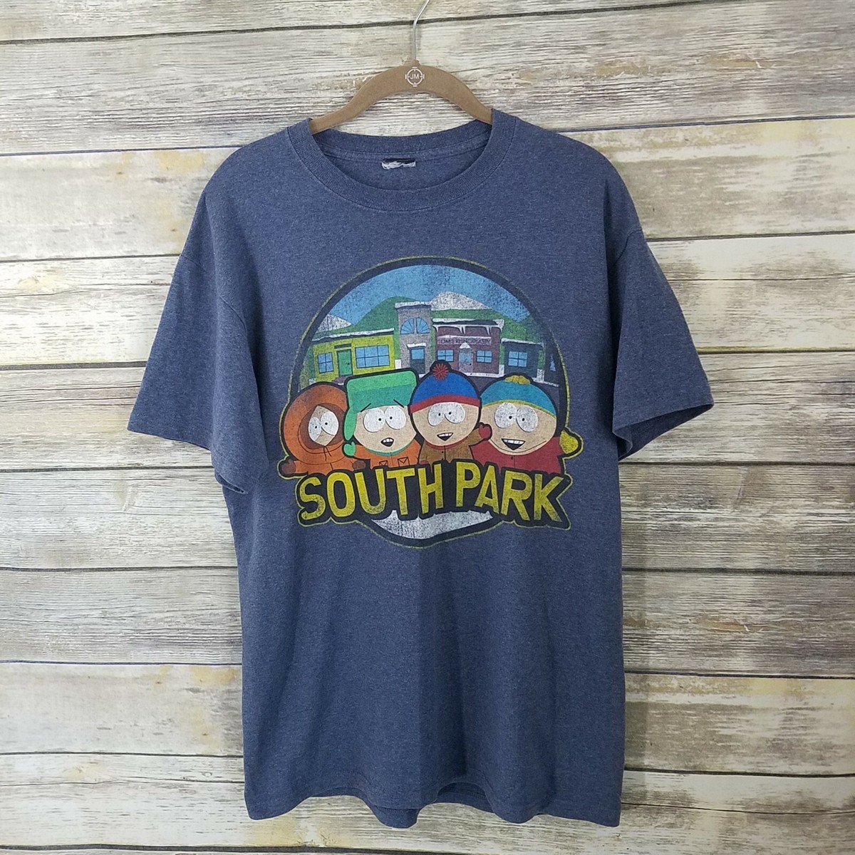 South Park Vtg 90s T-Shirt Size M/L Comedy Central Cartoon Blue