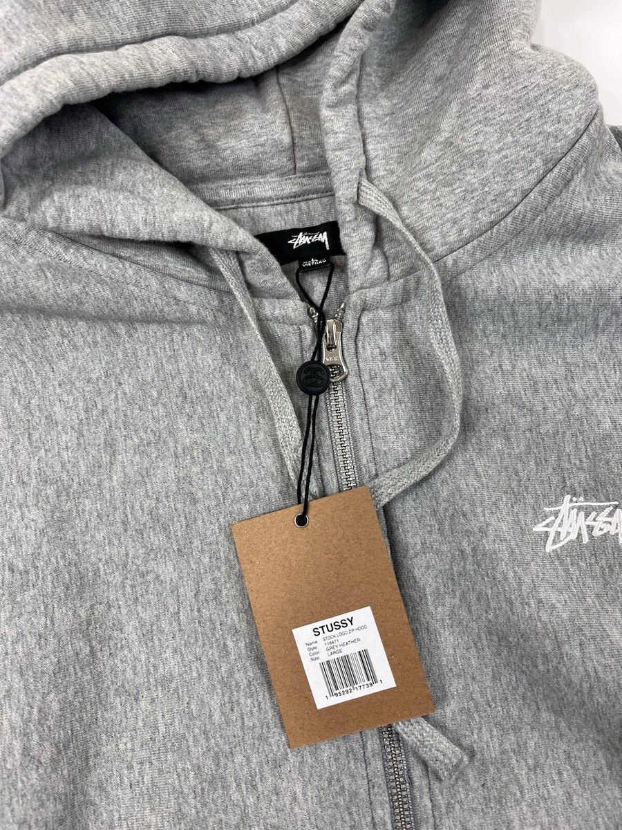 Stüssy stock logo zip hoodie grey heather | eBay UK