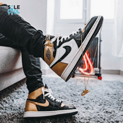 AIR JORDAN 1 AJ1 RETRO HIGH BLACK WHITE GOLD Shoes 861428-001 | eBay