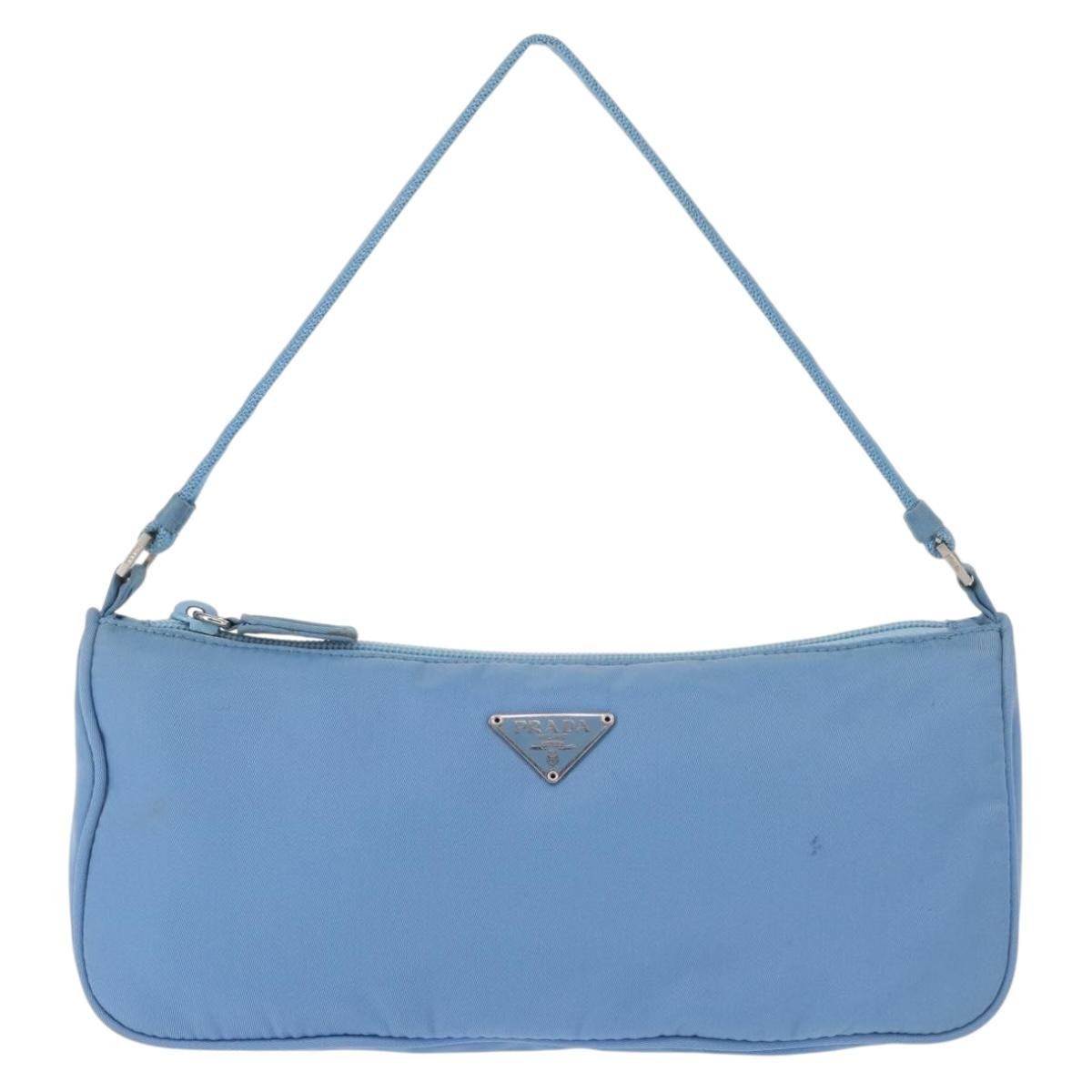 PRADA Accessory Pouch Nylon Light Blue Silver Auth BA6228 | eBay