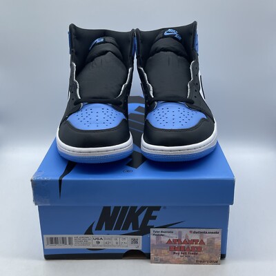 Size 9 - Jordan 1 Retro OG High UNC Toe Blue White Black M Leather