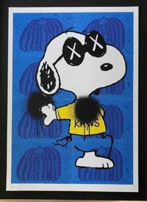 DEATH NYC Hand Signed LARGE Print COA Framed 16x20in Snoopy