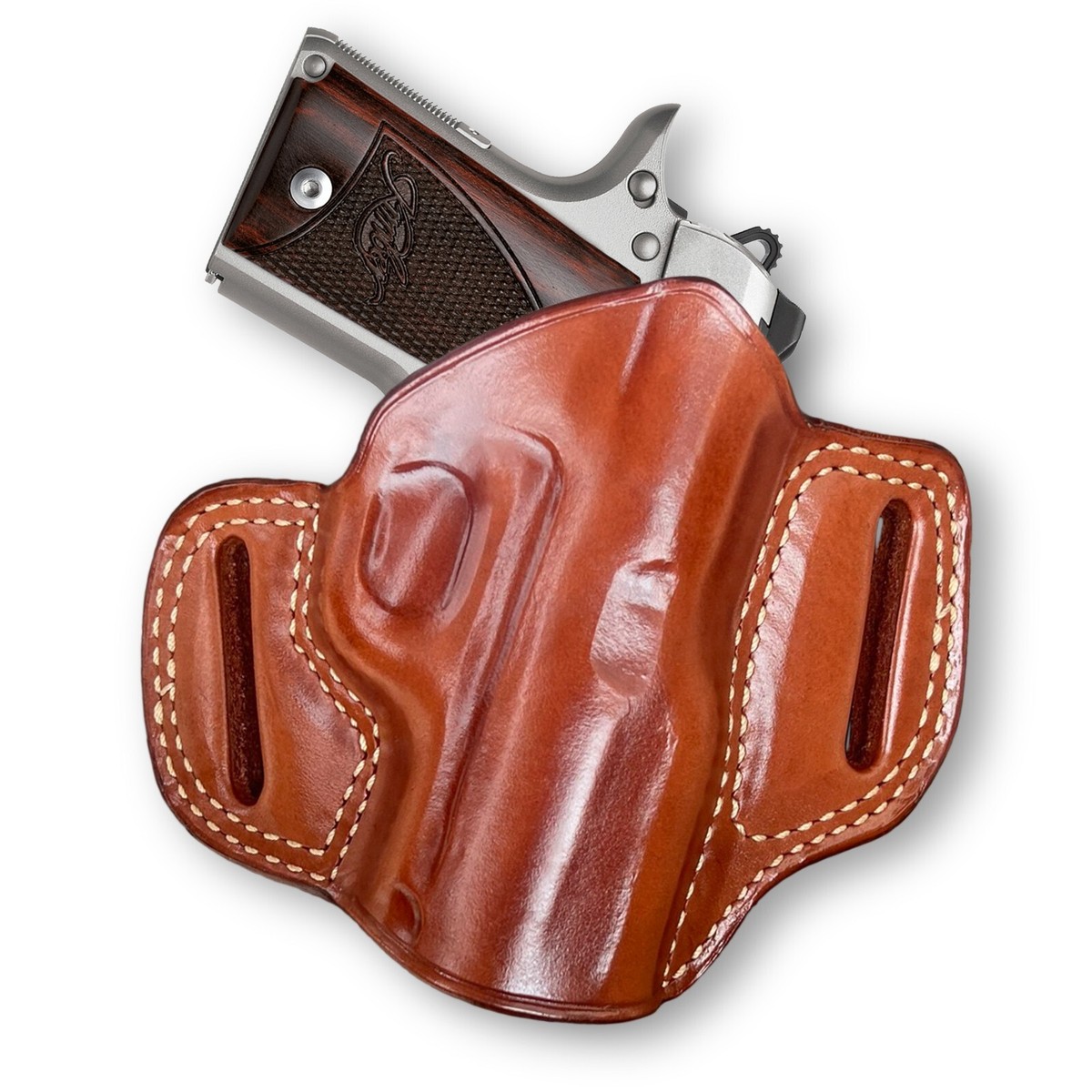 Leather OWB Pancake Holster Open Top Fits, Kimber Micro 9mm 3.15