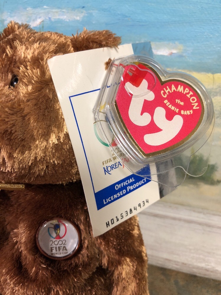 TY JAPAN/KOREA FIFA WORLD CUP 2002 CHAMPION BEAR BEANIE BABY