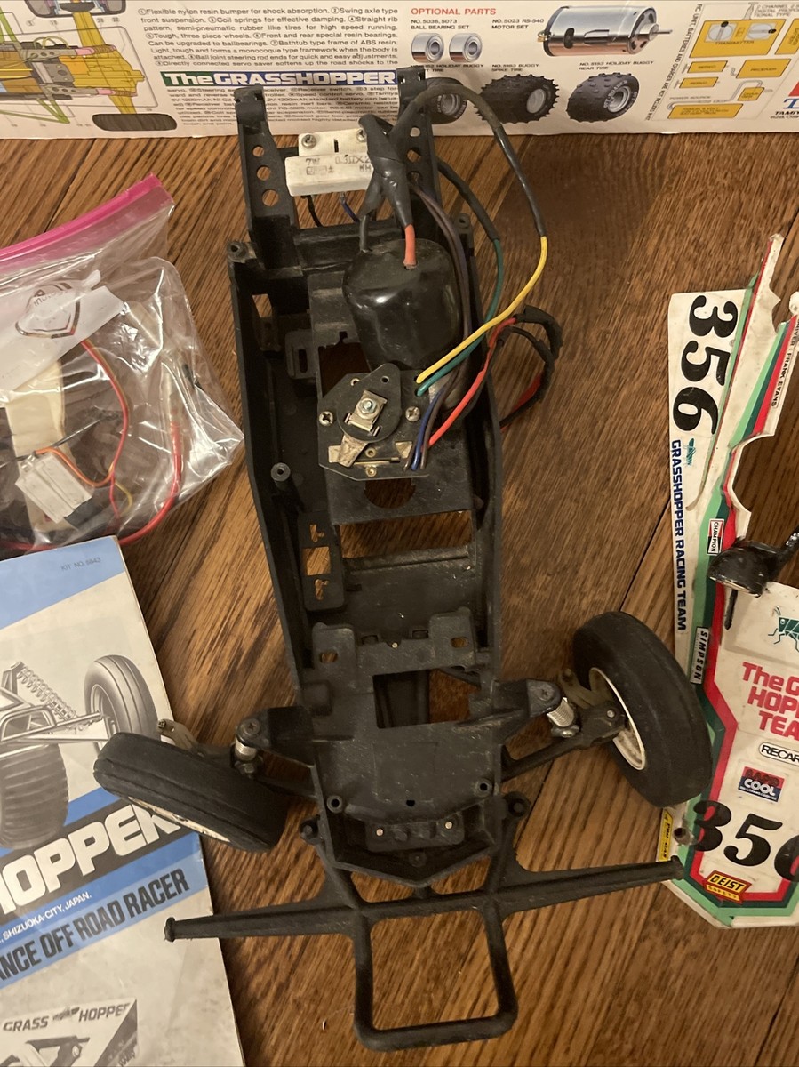 VINTAGE TAMIYA HORNET GRASSHOPPER RC CAR FOR PARTS W/ ORIGINAL BOX