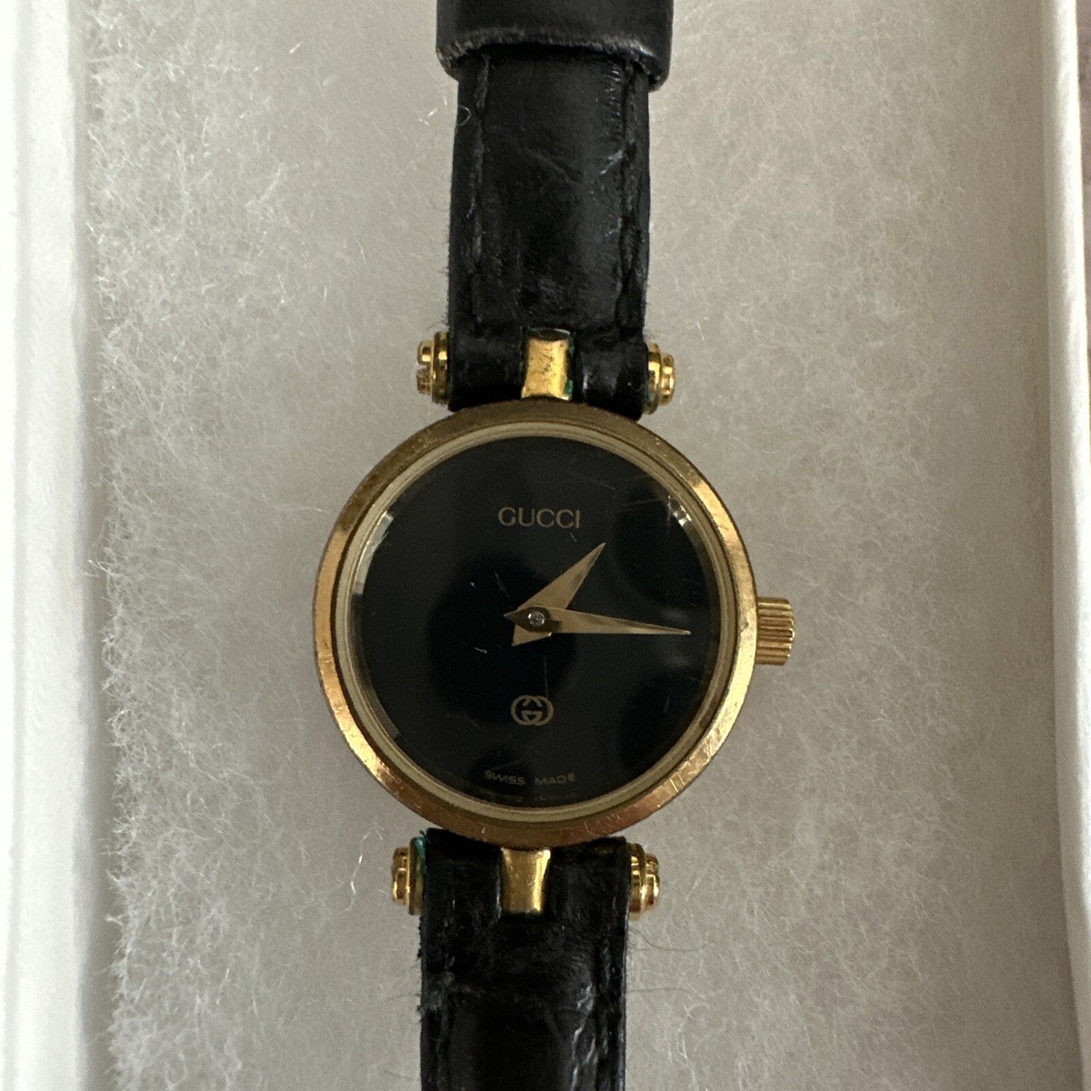 Gucci Black Face Women's Watch With Brand New Extra Leather Band