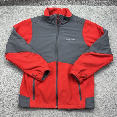 Columbia WM6026 Mens Medium Red/Black Full-Zip Polyester Fleece