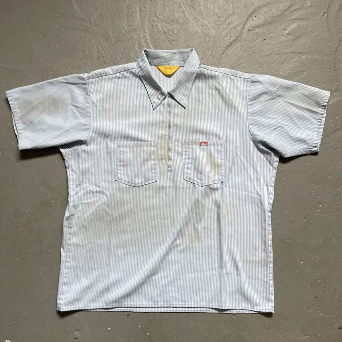 Vintage Ben Davis Yellow Tag Stripe Zip Faded Distressed Work