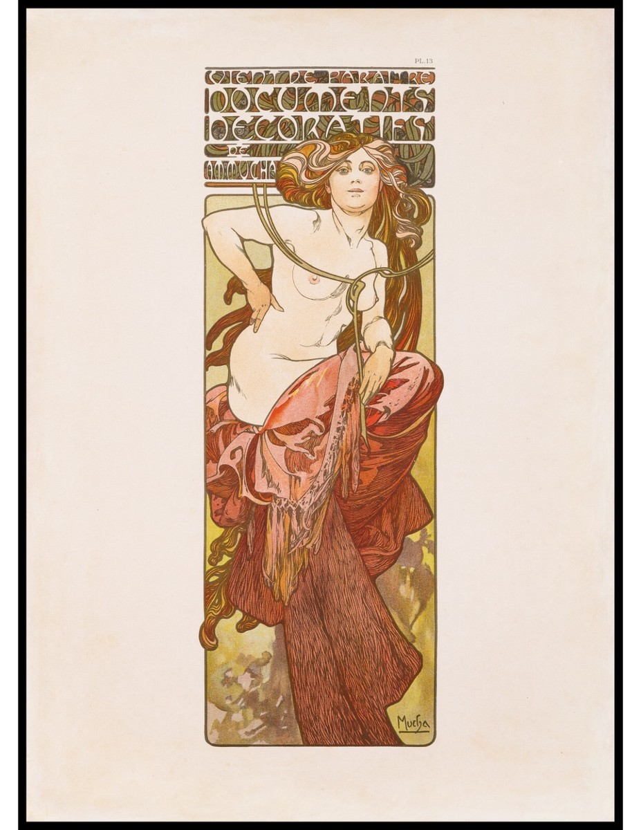Original Lithograph by Alphonse Mucha from Documents Decoratifs