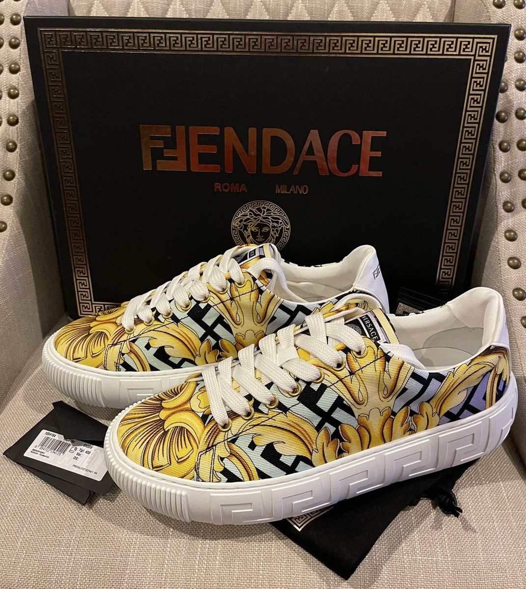 NIB Fendi X Versace Fendace Collaboration Gold Baroque Grecca