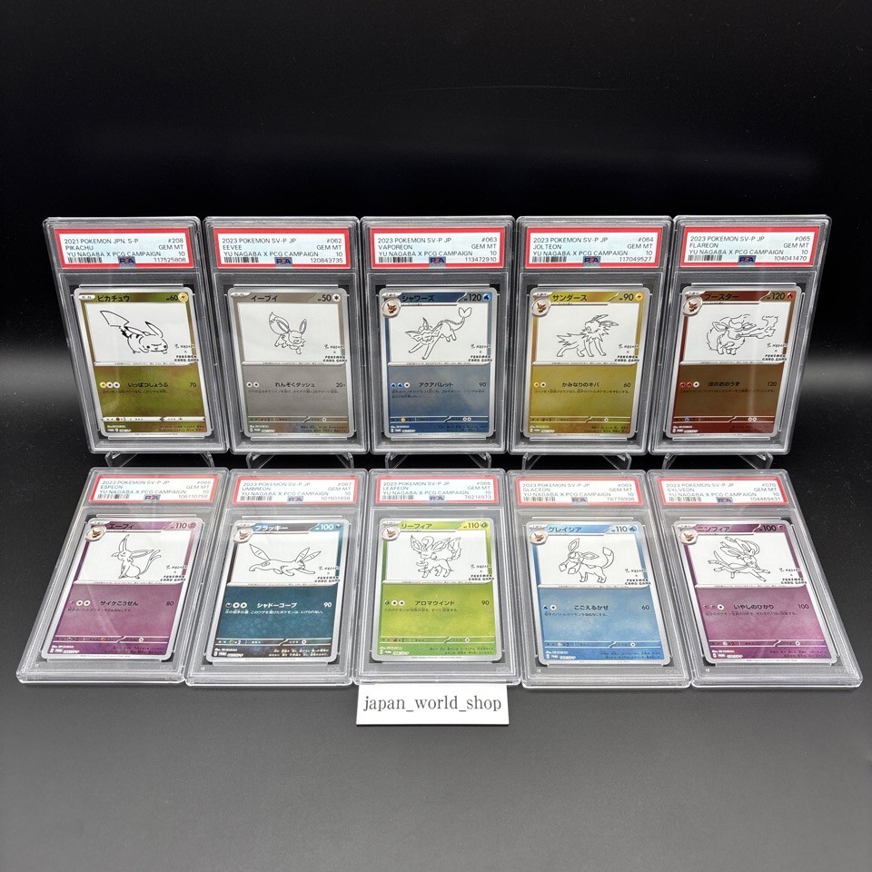 PSA 10 Yu Nagaba Eevee's Pikachu Promo Set of 10 Complete Pokemon
