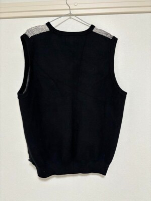 STUSSY Photo Jacquard Knit Vest logo size L color Black White