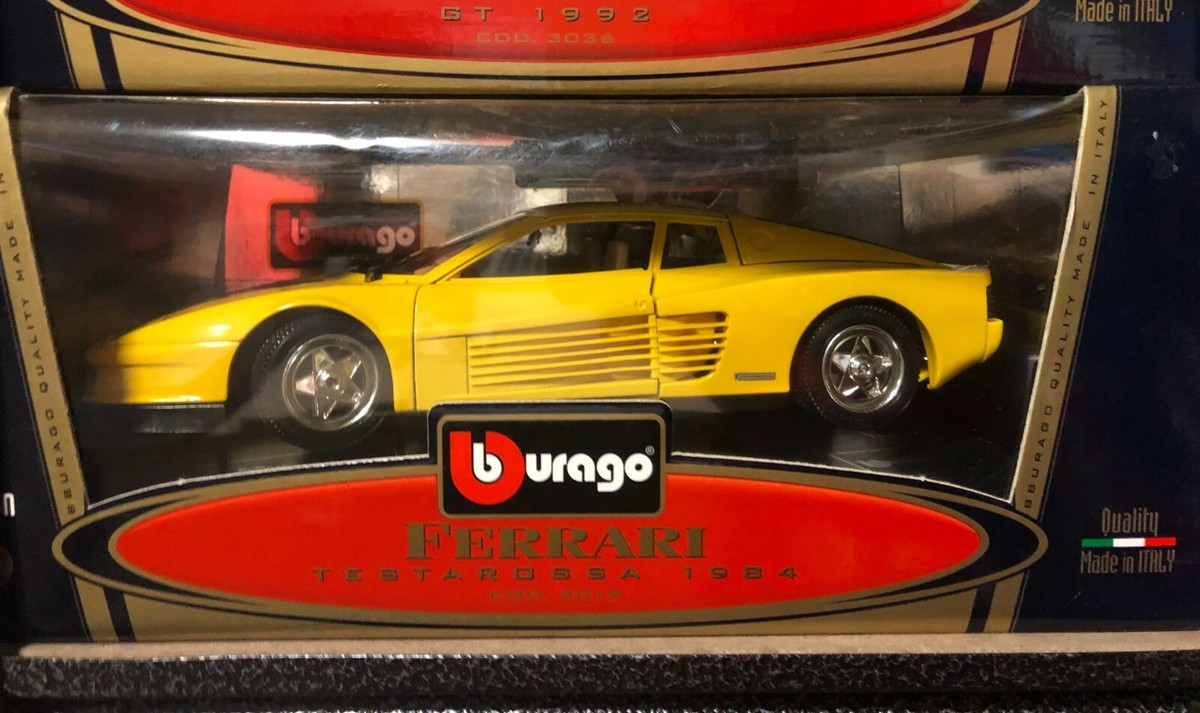 1984 FERRARI TESTAROSSA YELLOW 1:18 by BURAGO 3019 MADE IN ITALY