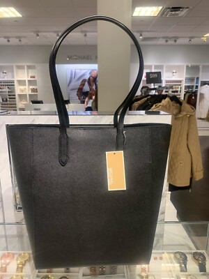 Michael Kors Vincent Large Leather Tote Bag Handbag Purse (Black