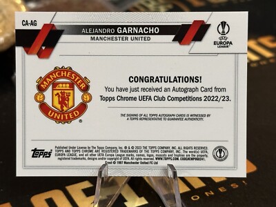 2022-23 Topps Chrome UEFA RC Alejandro Garnacho Orange Lava Rookie