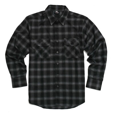 YAGO Men's Casual Plaid Flannel Long Sleeve Shirt YG2508-H1 Black