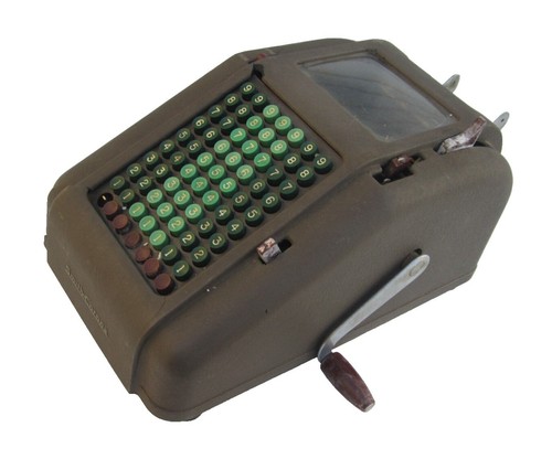 Vintage 1940 Allen-Wales Mechanical Adding Machine Calculator