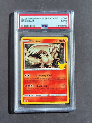 PSA 9 RESHIRAM 002/025 - CELEBRATIONS 25TH ANNIVERSARY HOLO - MINT