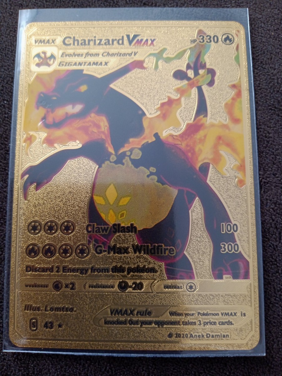 Golden Foiled Charizard VMAX 330 card with insert MINT CONDITION