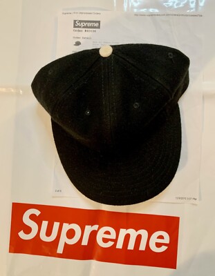 Supreme Ebbets Field Back Hit Black Wool Fitted Baseball Cap Hat 7
