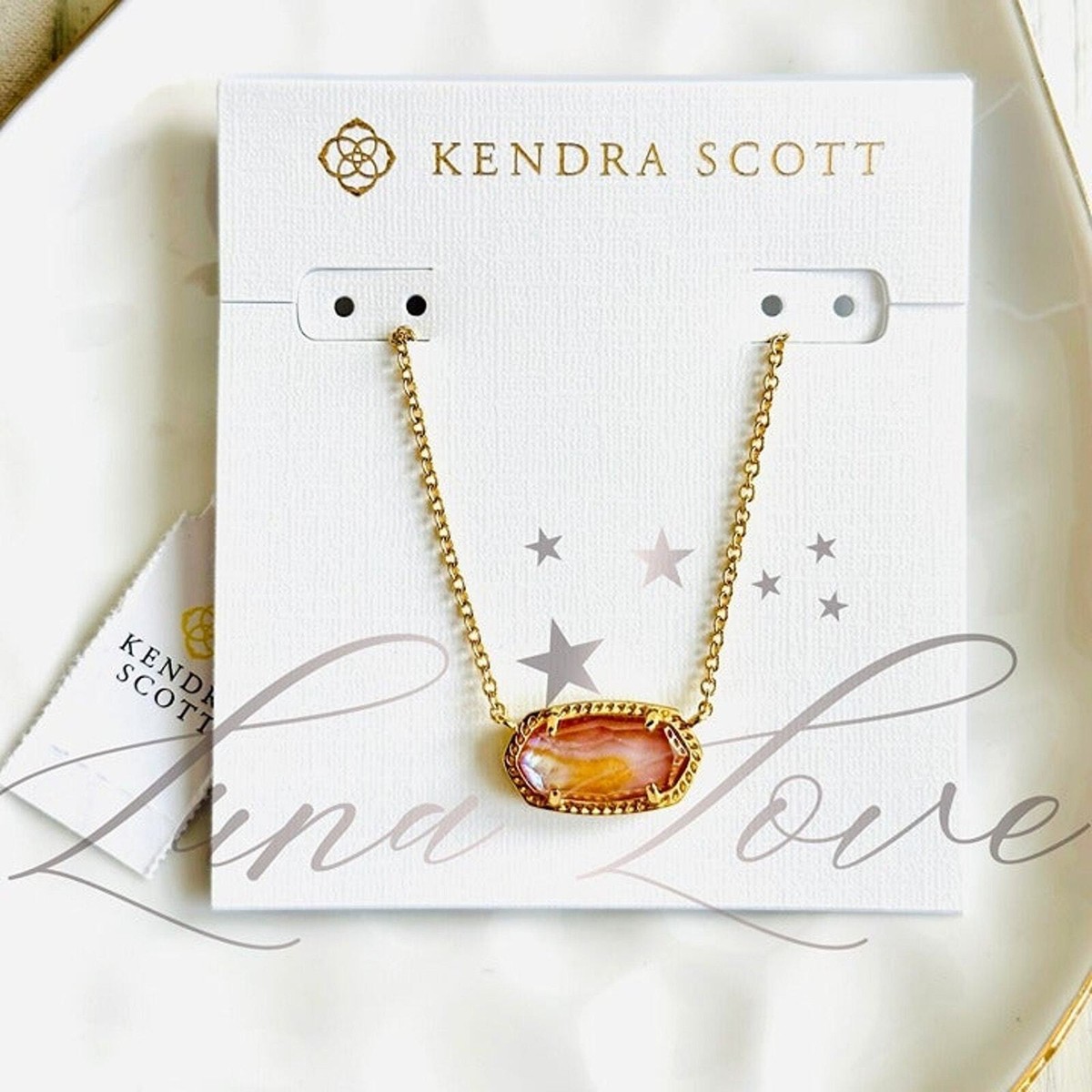 KENDRA SCOTT Elisa Gold Pendant Necklace in Light Pink Iridescent