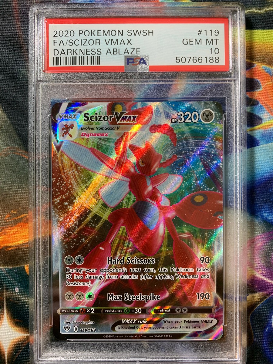 POKEMON 2020 DARKNESS ABLAZE F/A SCIZOR VMAX #119 PSA GEM MINT 10