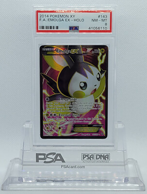 POKEMON XY BASE EMOLGA EX #143 FULL ART HOLO FOIL CARD PSA 8 NM-MT