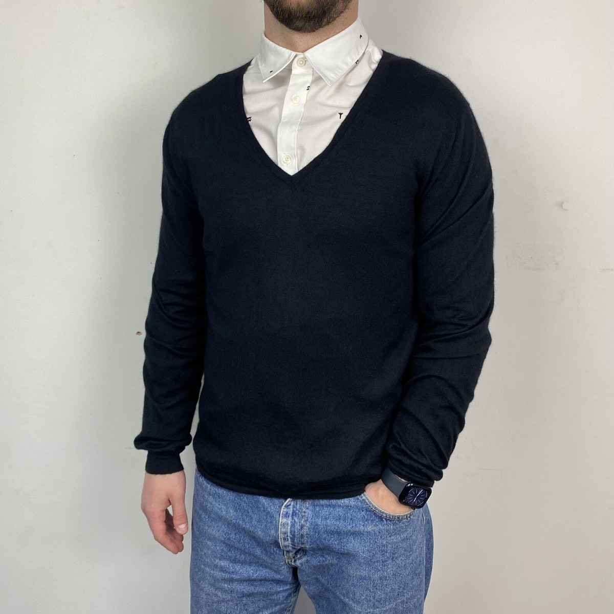 Men's PRADA V-Neck Cashmere/Silk Sweater size 54 | eBay