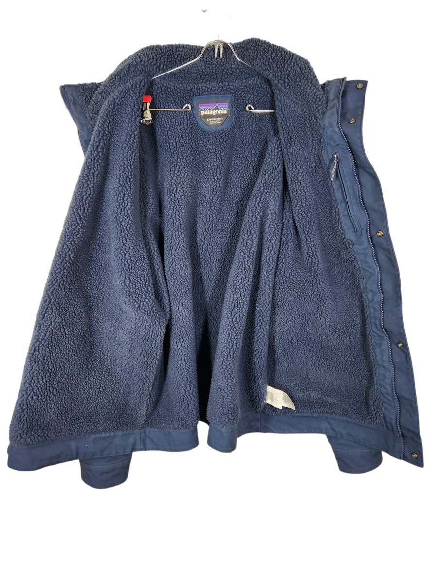 Patagonia Maple Grove Canvas Jacket Sherpa Lined, Navy Blue, Men's