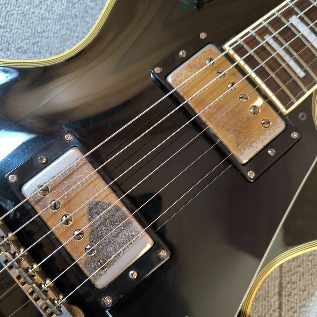 Burny Les Paul Custom Black RLC-60 Electric Guitar Diamond Inlay