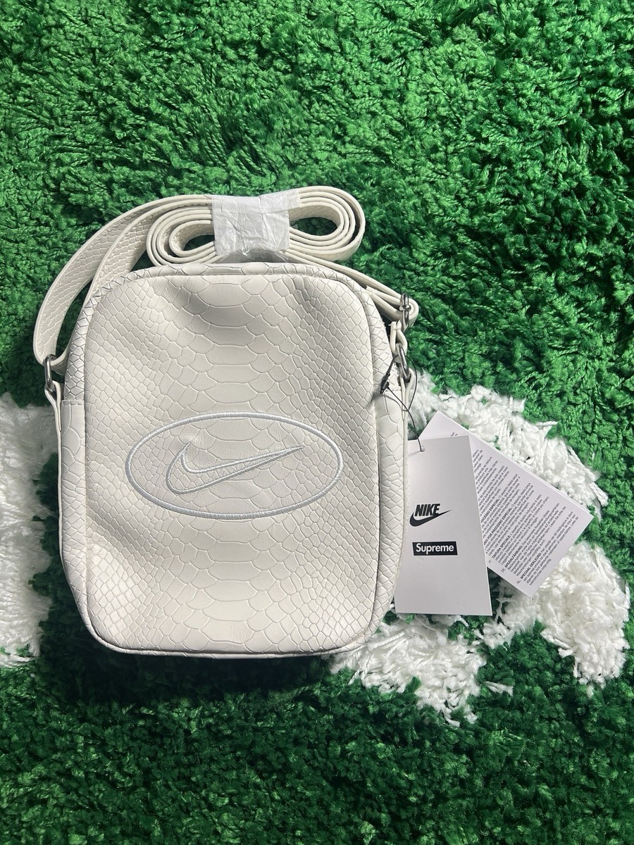 Supreme x Nike Leather Shoulder Bag Snakeskin White SS25 BRAND NEW